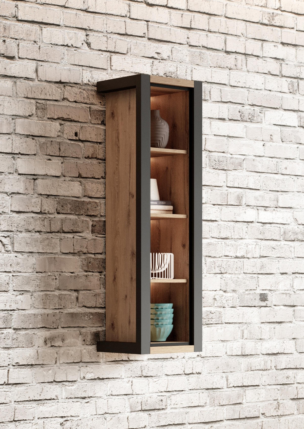 BÜCHERREGAL ATTIVO 35x35x128 cm, Regal Eichefarben - Eichefarben, Holzwerkstoff (35/128/35cm) - MASSENO