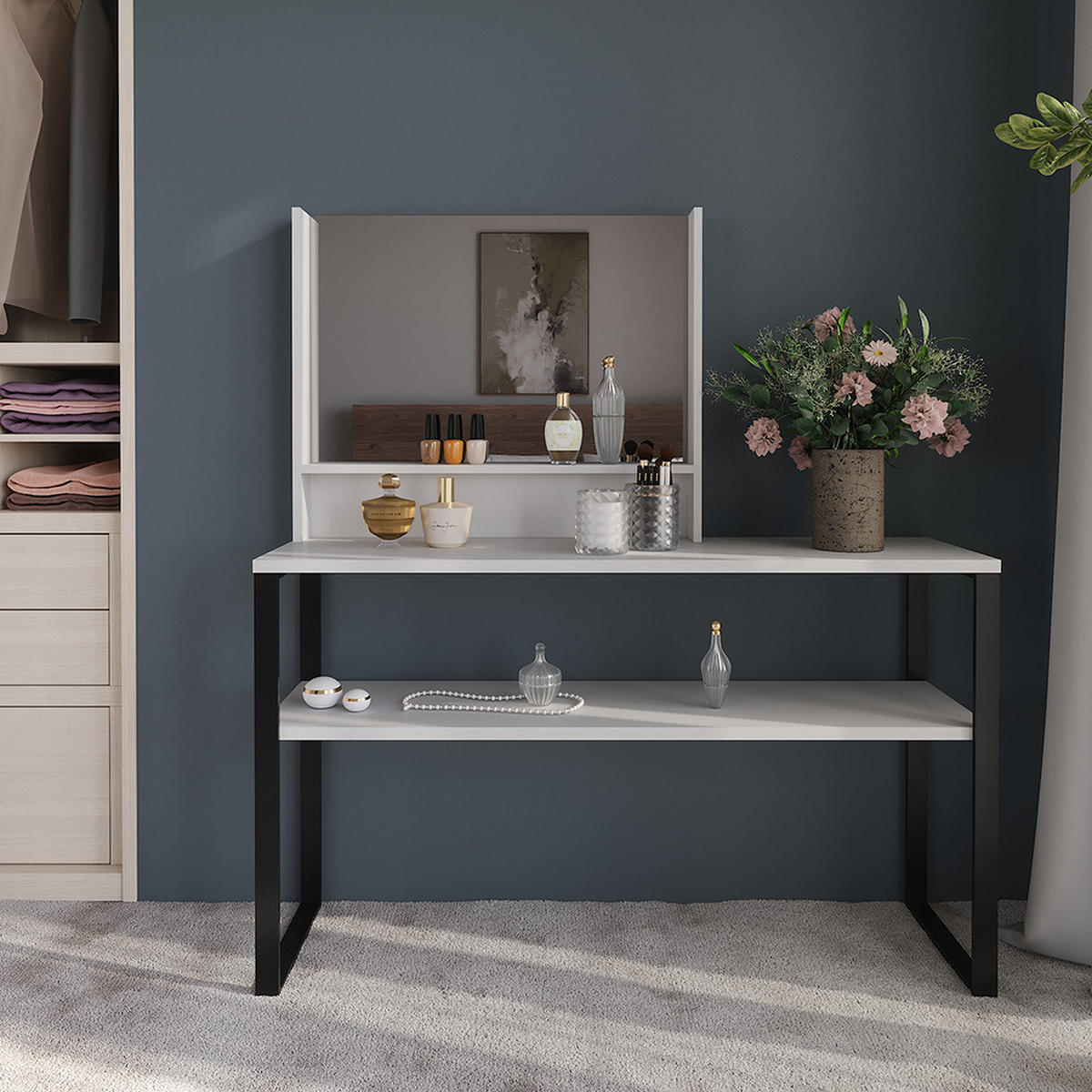 STĚNOVÉ ZRCADLO Sherry Bílá - bílá, kompozitní dřevo (80/65/10cm) - Vicco