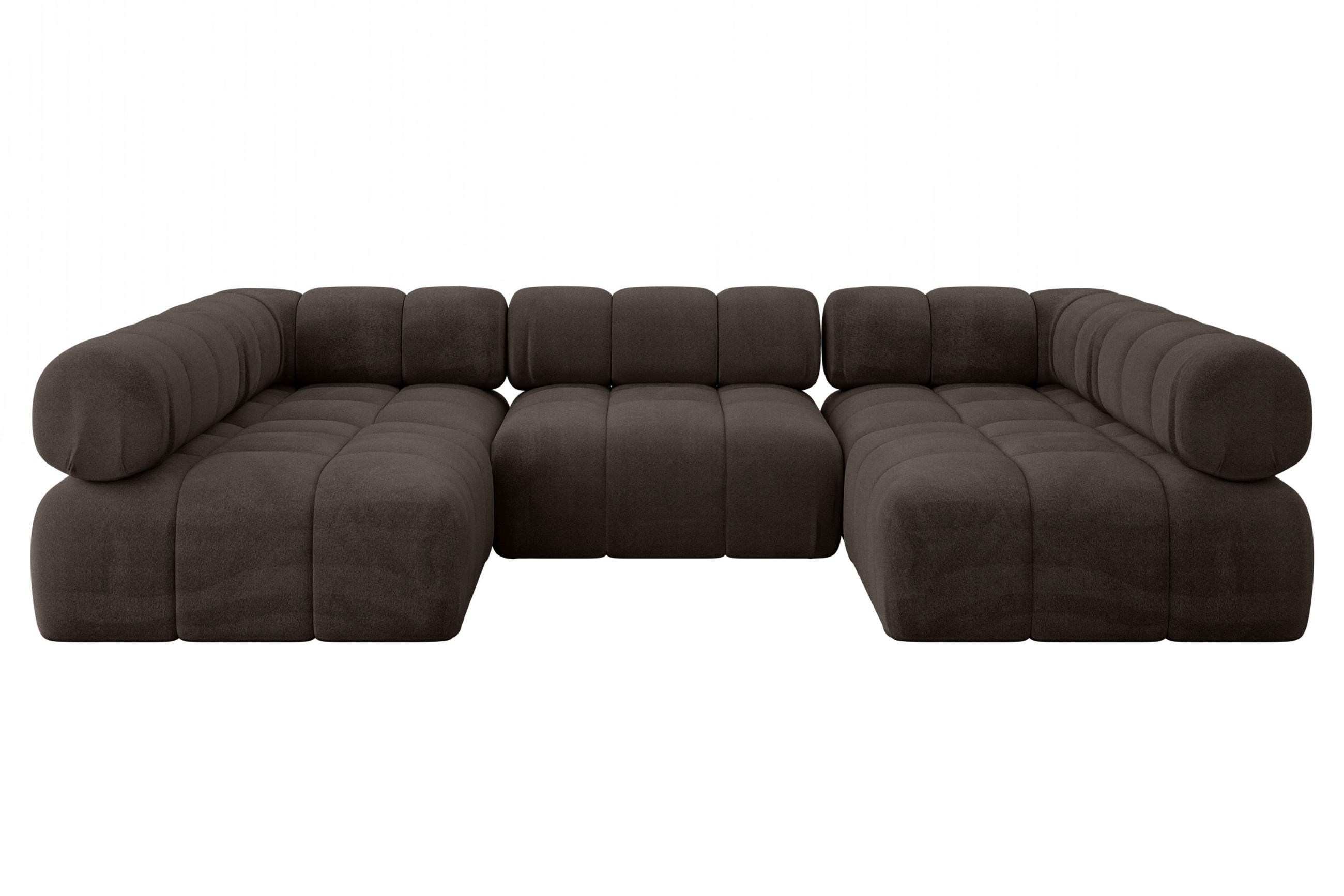 WOHNLANDSCHAFT modulares Sofa Garvo-U1 - 285x190x70 cm Braun Velours - Braun, Holzwerkstoff/Textil (285/70/190cm) - ALTDECOR