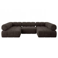 WOHNLANDSCHAFT modulares Sofa Garvo-U1 - 285x190x70 cm Braun Velours - Braun, Holzwerkstoff/Textil (285/70/190cm) - ALTDECOR