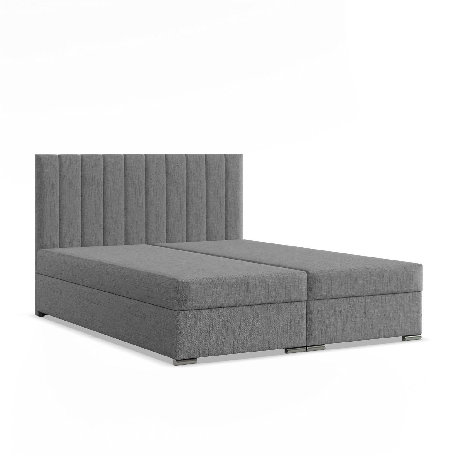 BOXBETT MIT KOPFTEIL 180x200 AGEN, Grau - Dunkelgrau, Textil (180/200cm) - Mebligo
