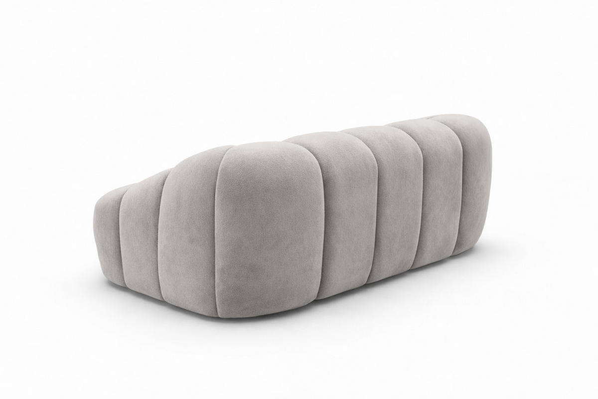 SOFA 2-Sitzer modular, Veloursstoff Bluvel, Grau, CROISSANT - Grau, Holz (200/72/115cm) - Kaiser Möbel