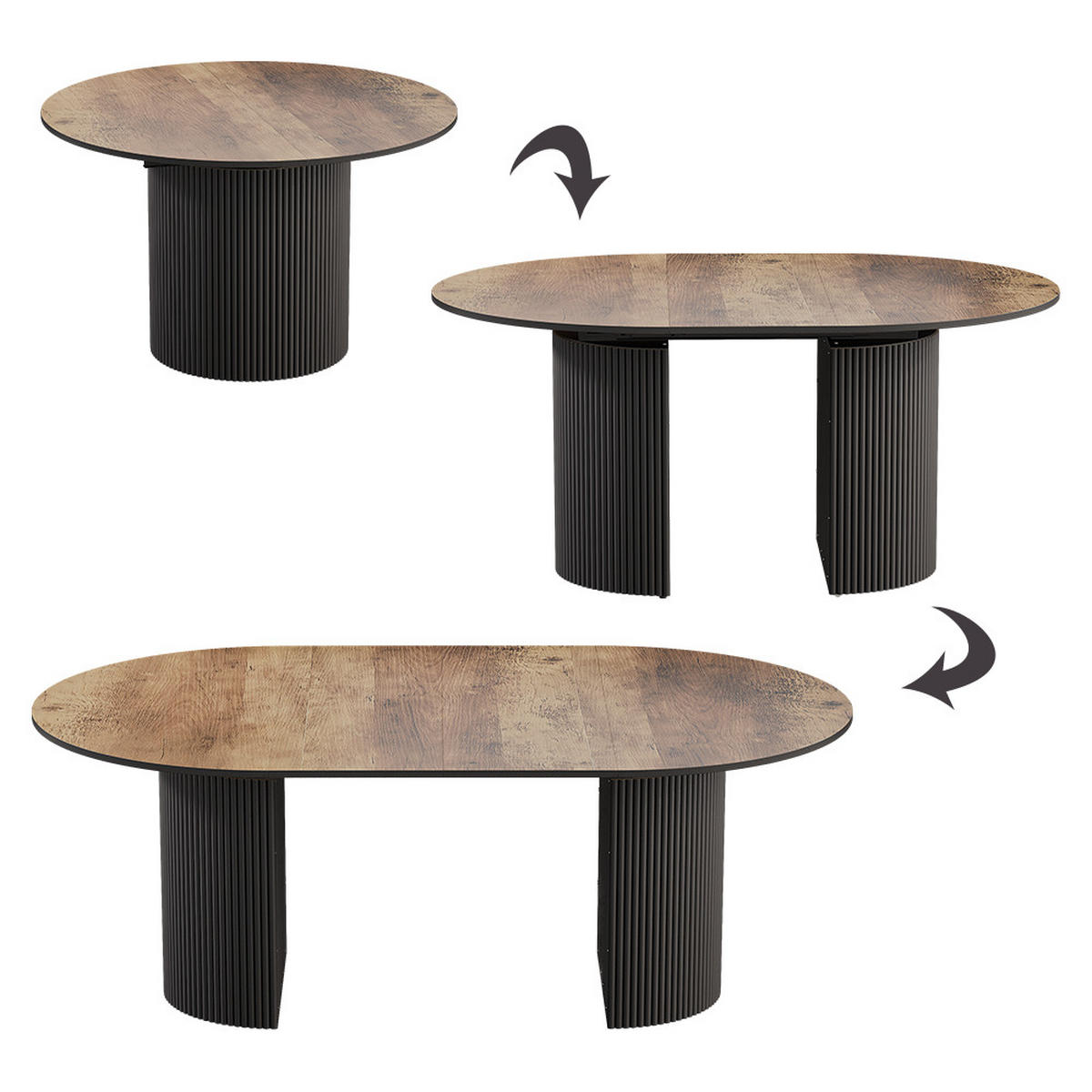 JÍDELNÍ STŮL Calero Rustikální dub/černá - divoký dub/černá, kompozitní dřevo (60/120/76cm) - Vicco