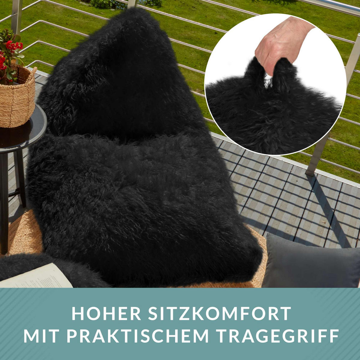 FELL SITZSACK Triangle 150x100x100cm - Schwarz, Textil (100/100/100cm) - Green Bean