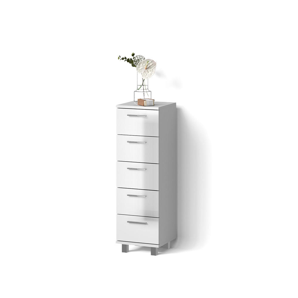 BADSCHRANK Eisak Weiß Hochglanz 30 x 95 cm - Weiß Hochglanz, Holzwerkstoff (30/95/30cm) - Livinity®