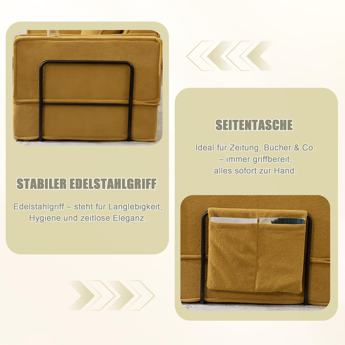 SCHLAFSOFA Zweisitzer mit Schlaffunktion,ausziehbar,Modulares Design,Chenille,Gelb - Gelb, Textil (162/42/54cm) - LVHOM