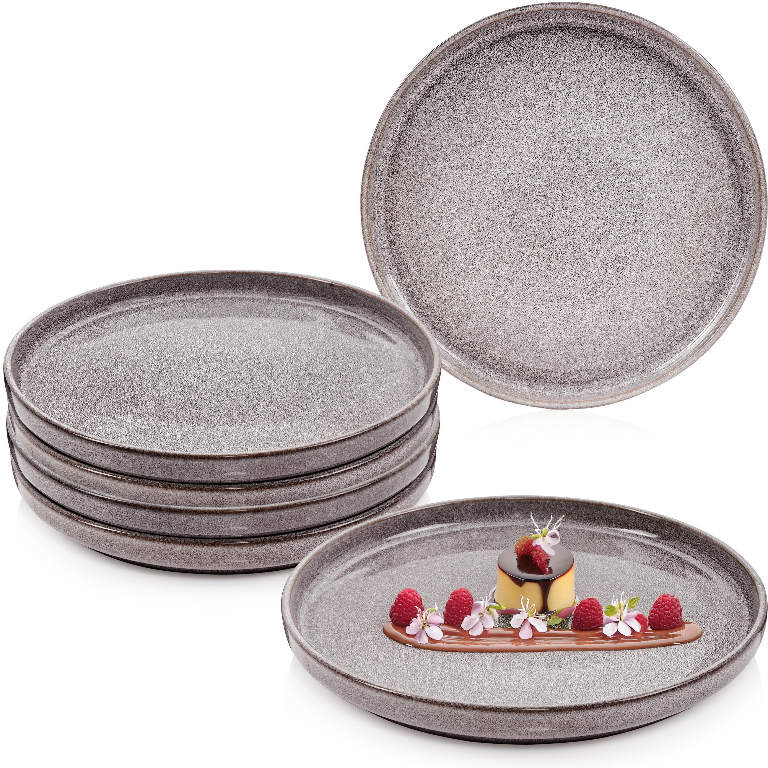 DESSERTTELLER SET KAIRO MONDGRAU - 6 teilig aus Steingut - Dunkelgrau, Keramik (27.5cm) - Sänger