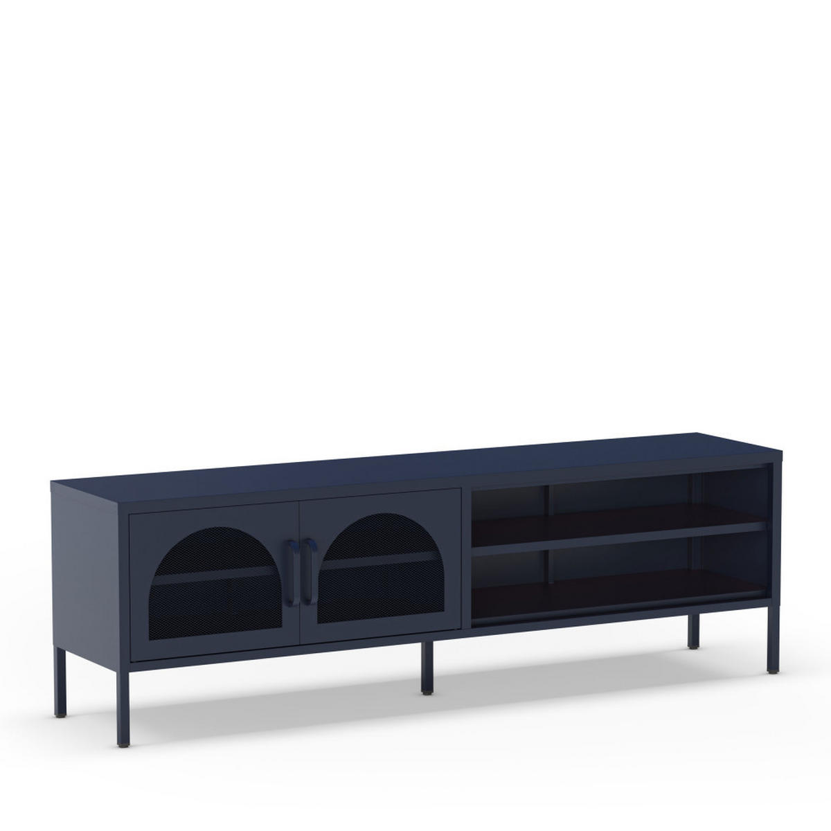 TV-MÖBEL mit 2 Metalltüren, L160cm - Zio - Mitternachtsblau - Dunkelblau, Metall (160/50/35cm) - Drawer