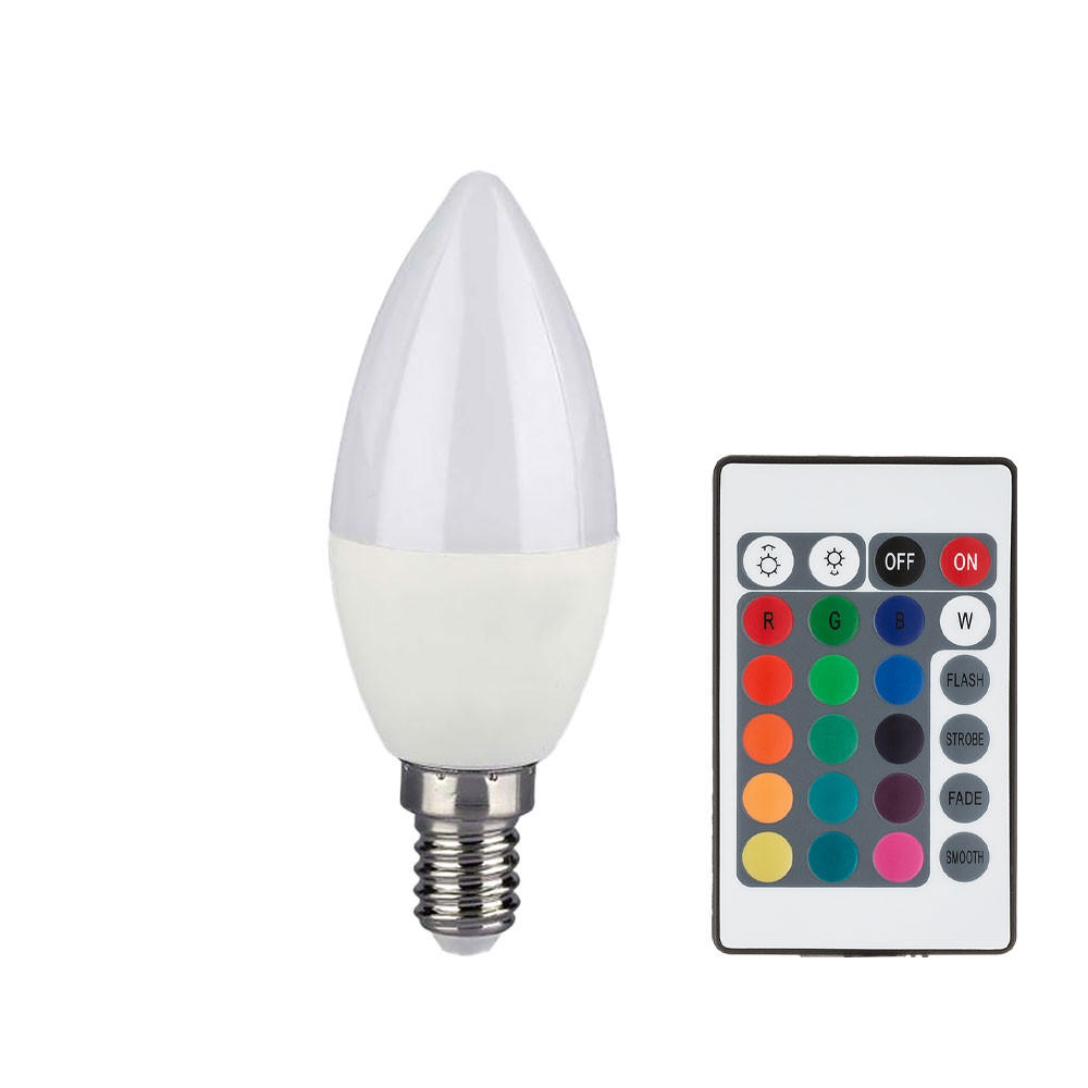 LED LEUCHTMITTEL RGB Weiß E14 Fernbedienung - Weiß, Kunststoff (3.6/11cm)