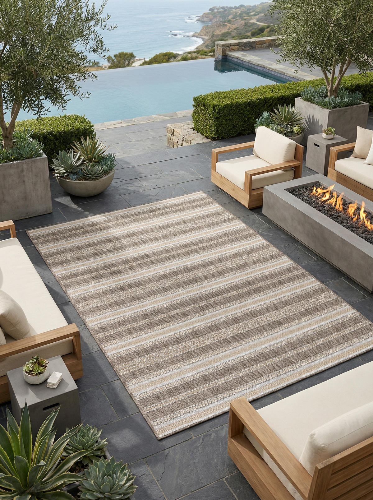 TEPPICH Outdoor Flachgewebe Vintage-Look Polypropylen Balkon Beige Läufer 80x150 - Beige, Textil (80/150cm) - KADIMA DESIGN