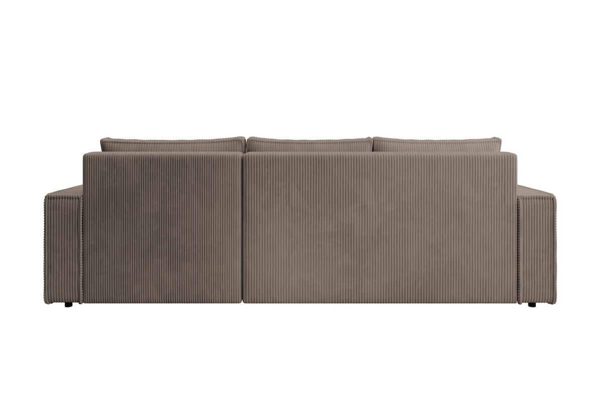 ECKSOFA CUDDY L, Eckcouch in L-Form mit Schlaffunktion und Bettkasten, Farbe: Braun, Cordstoff, Ottomane Rechts - Braun, Textil (240/140cm) - Storez24