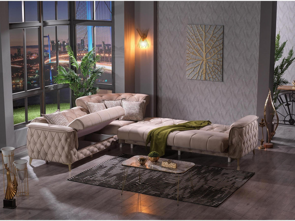 ECKSCHLAFSOFA Sucre Beige - Schenkel gleich lang - Beige, Holzwerkstoff/Kunststoff (315/315cm)