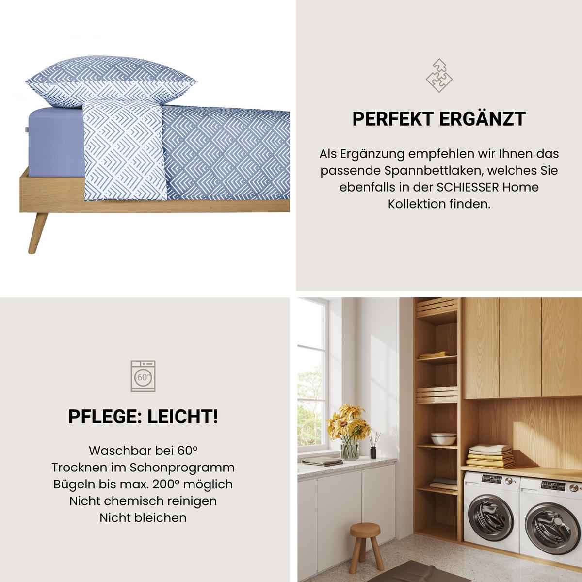 BETTWÄSCHESET Mabel - Renforcé - 2-teilig - 155 x 220 cm - Hellblau - Hellblau, Textil (155/220cm) - SCHIESSER