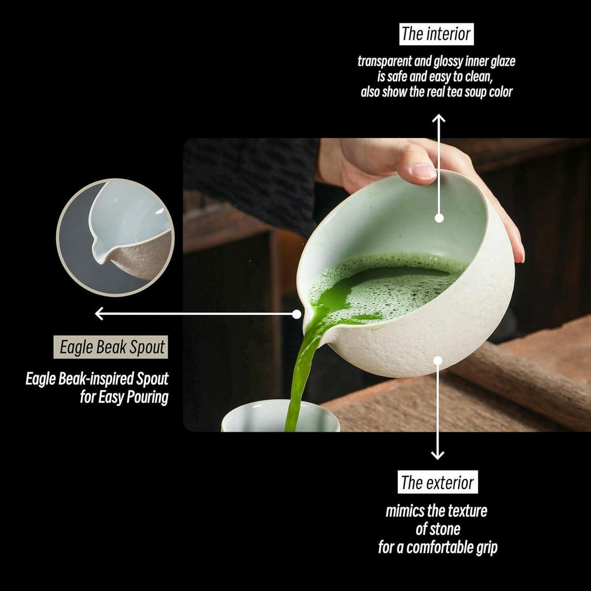 MATCHA-SCHALE mit Schneebesenablage 2-teiliges Set Hellgrau - Weiß, Keramik (14.7/6.4/14.7cm)