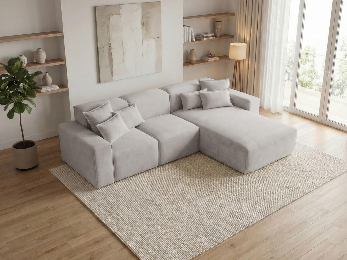 ECKSOFA Leni Grau Rechts - Grau, Holz/Textil (180/265cm) - Graingold