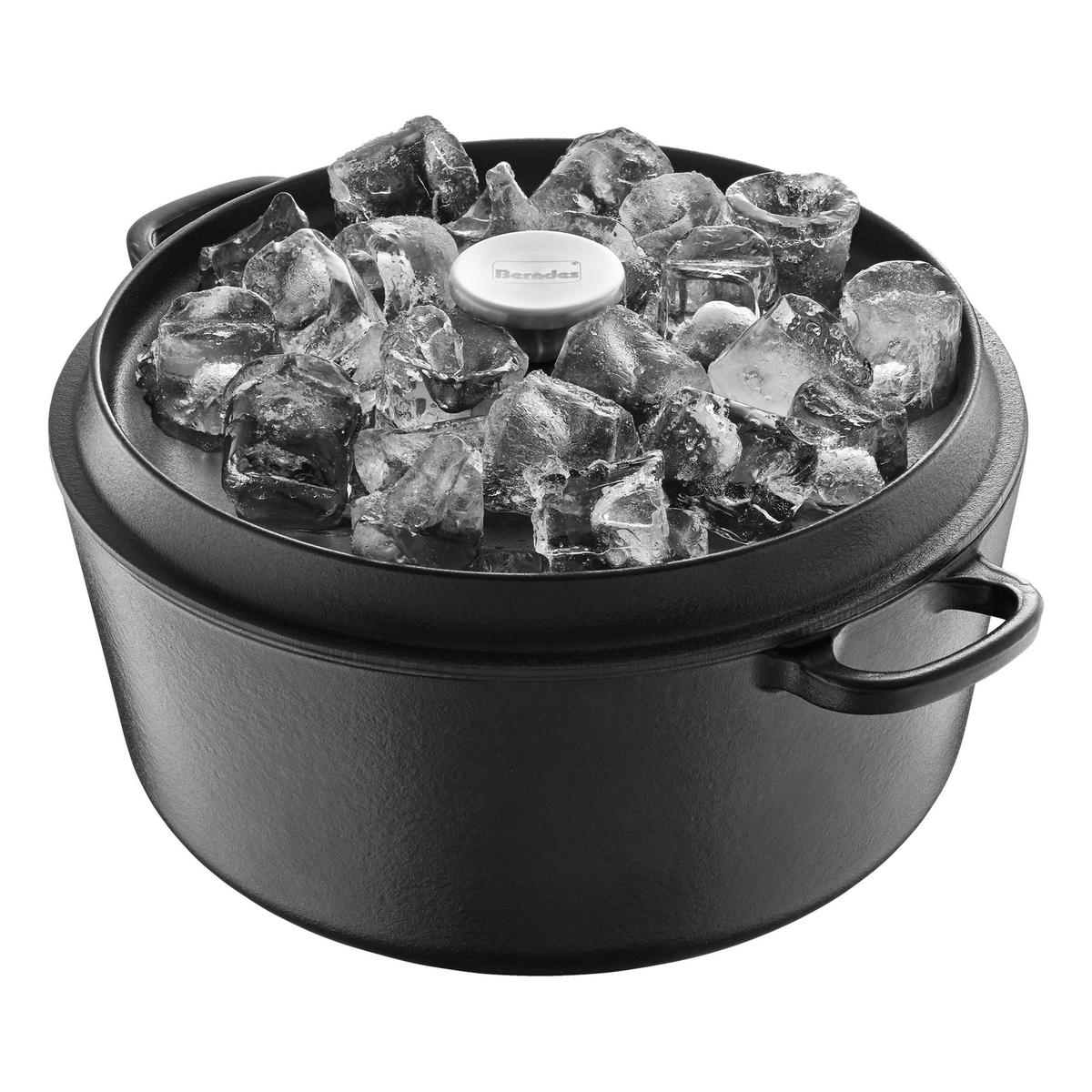 BRÄTER Rund mit Gussdeckel, Eisenguss, Schwarz, Ø 20 cm - Schwarz, Metall (30/24/12cm) - Berndes