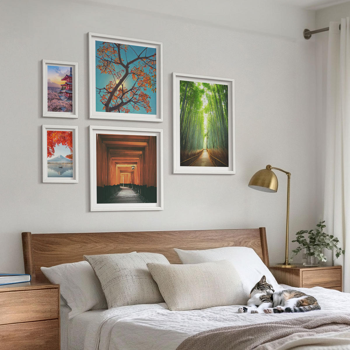 WANDBILDER 5er-Set - 50x50 cm & 20x30 cm & 40x60 cm Weißer Rahmen - Meerblick, farbenfrohe Häuser - Weiß, Kunststoff (40/60cm) - ArtPrintCave