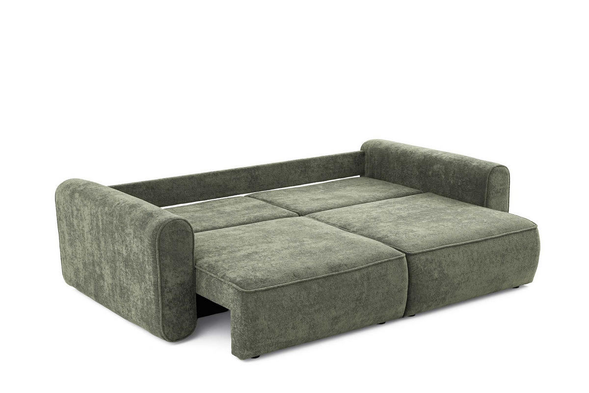 ECKSOFA MOTION mit Schlaffunktion 130x200 Webstoff Grün - Schwarz/Grün, Holz/Textil (250/120cm) - Muffo