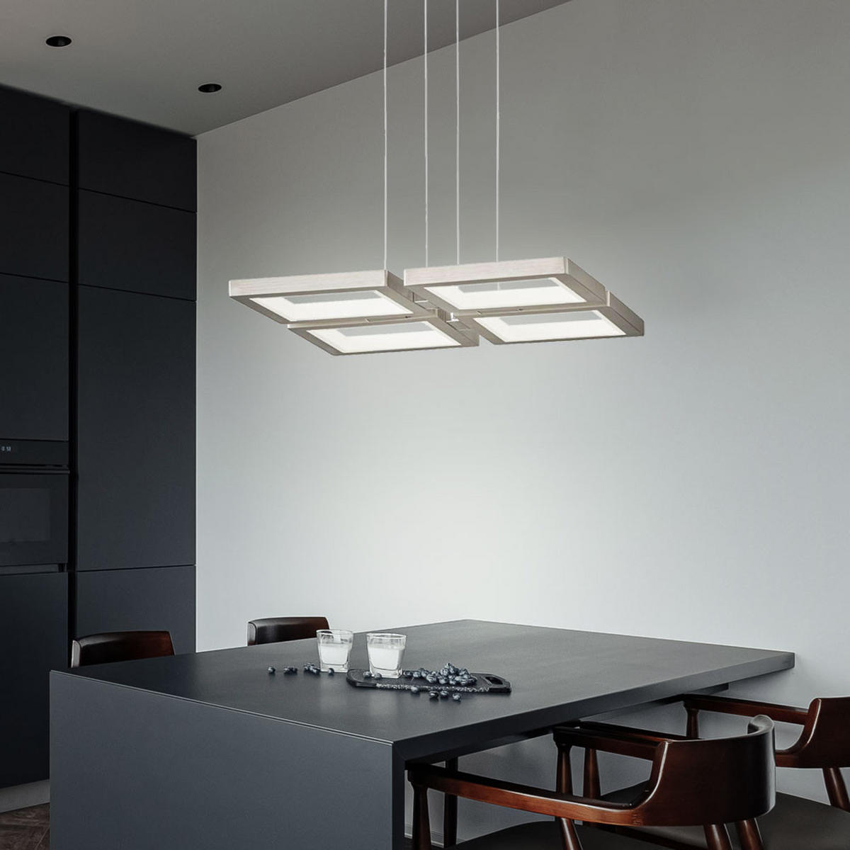 LED HÄNGELEUCHTE Silber Eckig - Silberfarben, Metall (43.8/43.8/150cm) - Wofi