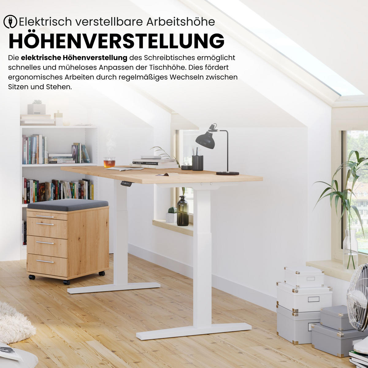 SCHREIBTISCH elektrisch XMKA 80/140/74 cm in Nussbaumfarben/Silberfarben - Silberfarben/Nussbaumfarben, Holzwerkstoff (80/140/74cm) - bümö