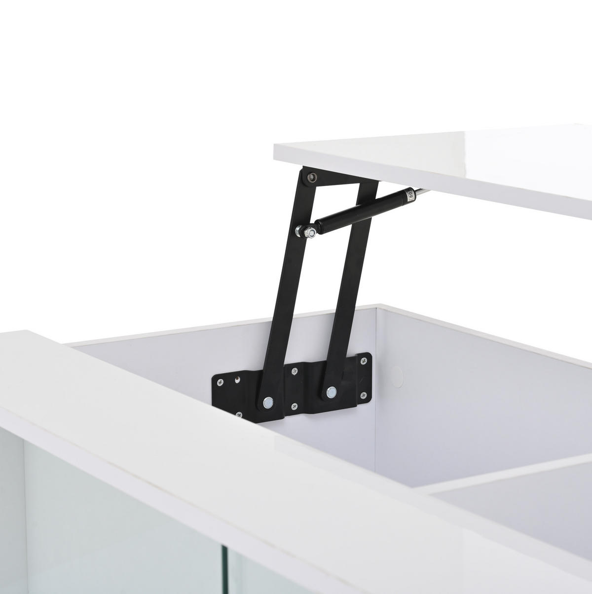 KLUB stolić 105/50/43 cm bijeli od iverice s podiznom pločom LED rasvjetom i skrivenim spremištem - bijela, drvni materijal (105/50/43cm) - OKWISH