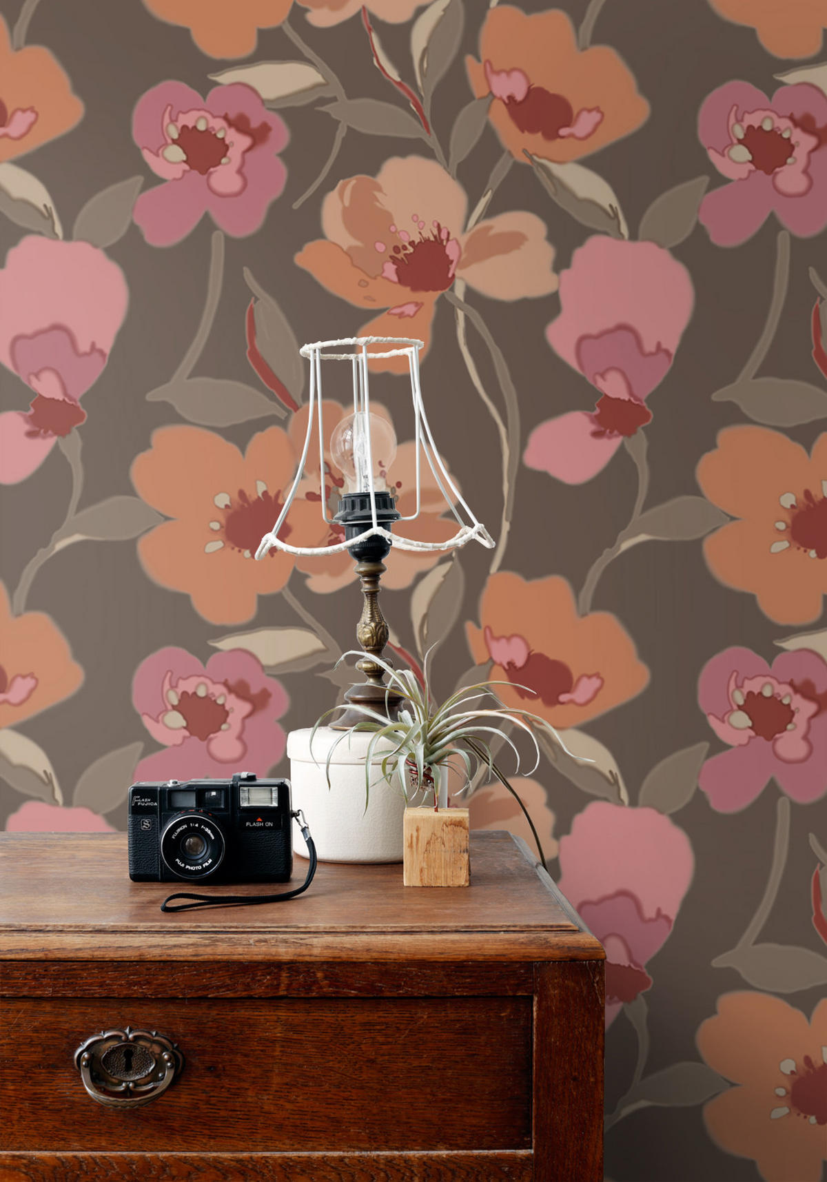 TAPETE Blumen 50 x 900 cm - Terracotta, Papier (50/900cm) - ESTAhome