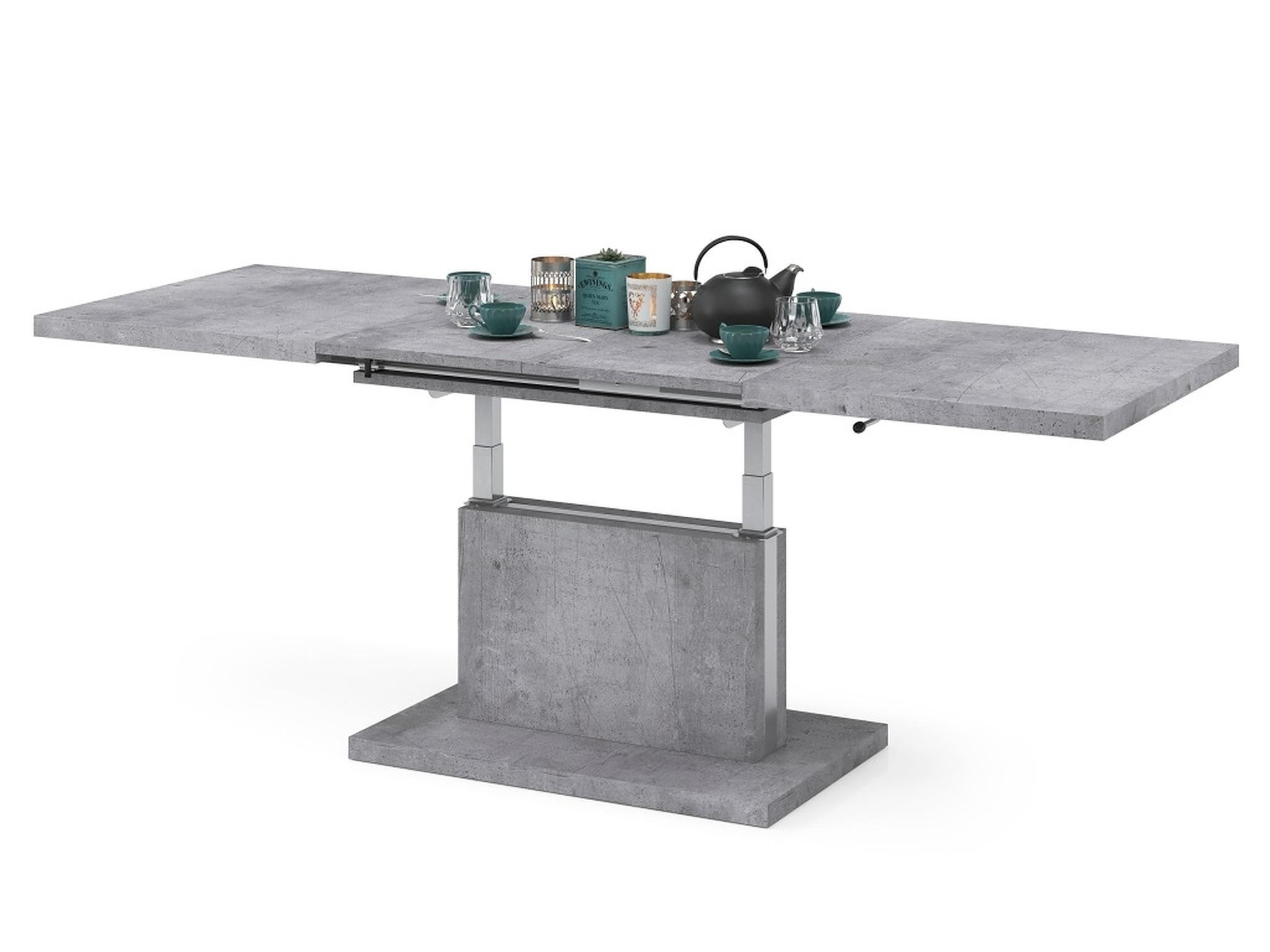 COUCHTISCH rechteckig Beton ausziehbar höhenverstellbar - Hellgrau, Holzwerkstoff (80/120/56cm) - designimpex