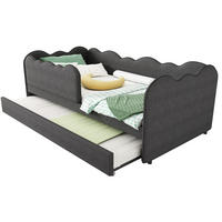 TAGESBETT mit Ausziehbett 90x190 cm Leinen Grau - Grau, Holzwerkstoff (90/190cm) - Beauniv