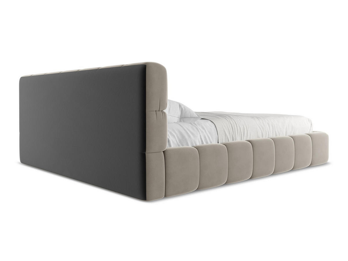 POLSTERBETT mit Bettkasten und Lattenrost 200x228 Grau - Taupe/Schwarz, Kunststoff/Textil (180/200cm) - Makamii