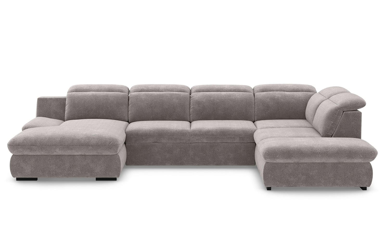WOHNLANDSCHAFT mit Schlaffunktion und Bettkasten, verstellbare Kopflehnen - Hellgrau/Schwarz, Kunststoff/Textil (218/80/341cm) - Cotta
