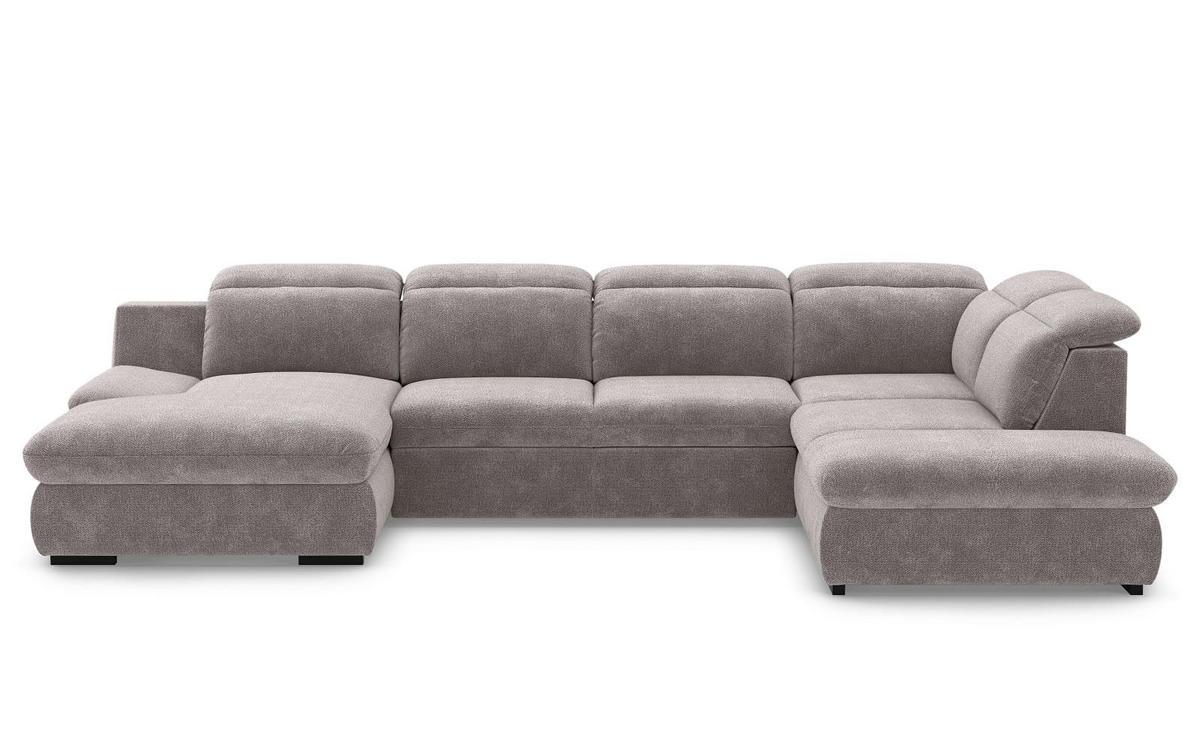 WOHNLANDSCHAFT mit Schlaffunktion und Bettkasten, verstellbare Kopflehnen - Hellgrau/Schwarz, Kunststoff/Textil (218/80/341cm) - Cotta