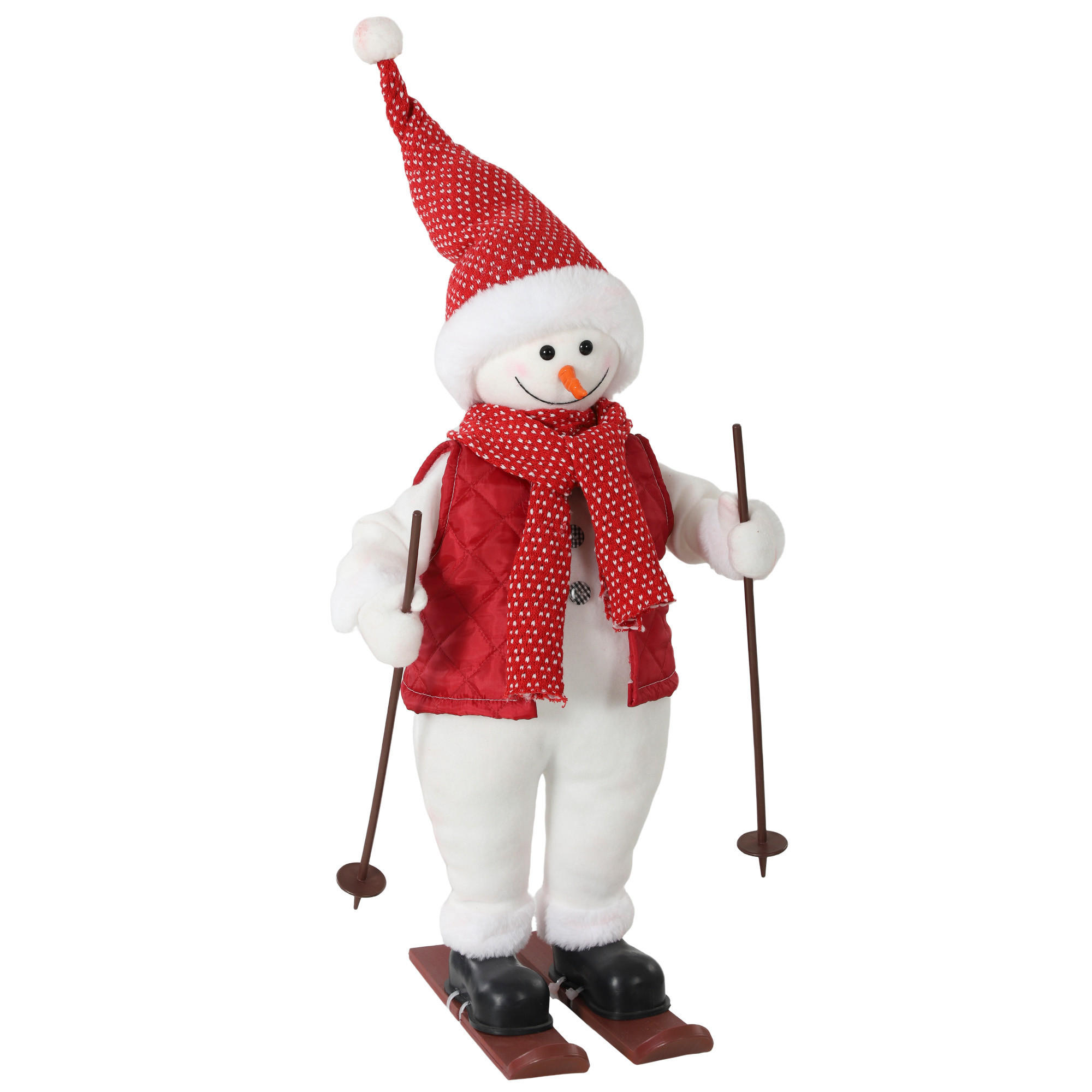 SKIFAHRER-WEIHNACHTSMANN Polyester Metall Rot - Rot, Textil (31/65/30cm) - HOMCOM