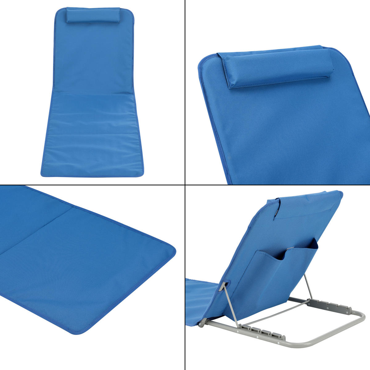 STRANDMATTEN-SET 2 TLG. Donostia - Blau, Textil/Metall (143/44/48cm) - [en.casa]