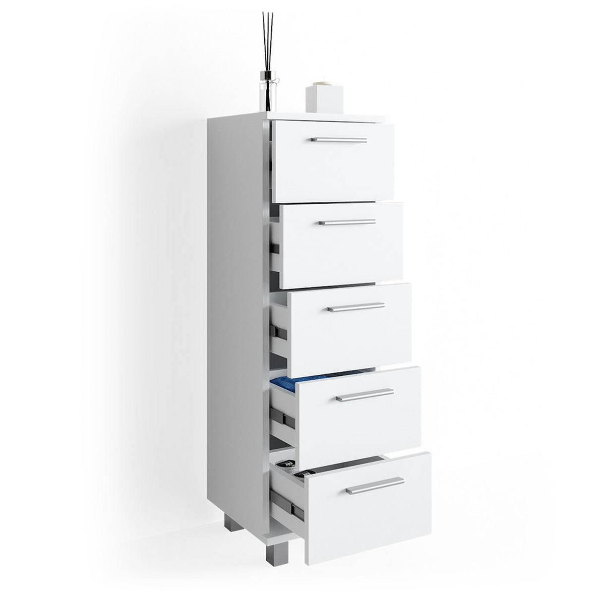 BADSCHRANK Ilias Weiß 30 x 95 cm - Weiß, Holzwerkstoff (30/95/30cm) - Vicco