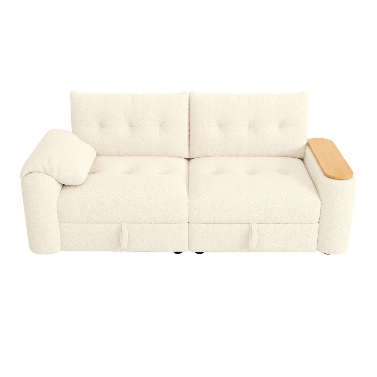 SCHLAFSOFA 3-Sitzer mit Teddyplüsch und Stauraum, Beige - Beige, Textil (207.5/87/80cm)