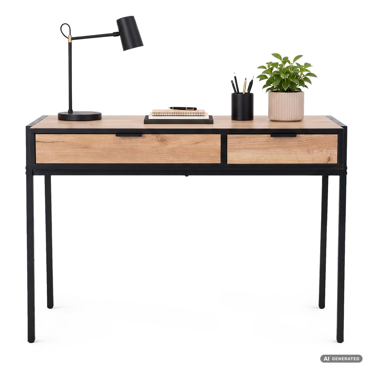 SCHREIBTISCH ZENTIA 100 cm Craft Eiche - Eichefarben/Schwarz, Holzwerkstoff (100/45/80.5cm) - Akord
