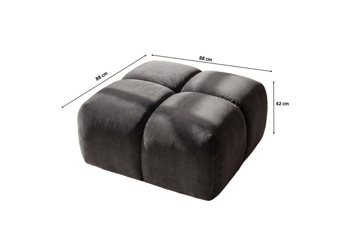 HOCKER, Pouf, Veloursstoff Bluvel, Aschgrau, Averro - Grau, Holz (88/42/88cm) - Kaiser Möbel