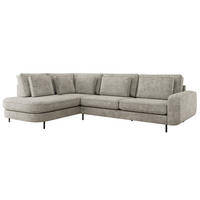 ROHOVÁ SEDAČKA CALENO L - Světle šedá hladký senil - Pravá Strana - černá/světle šedá, kov/textil (317/225cm) - MKS
