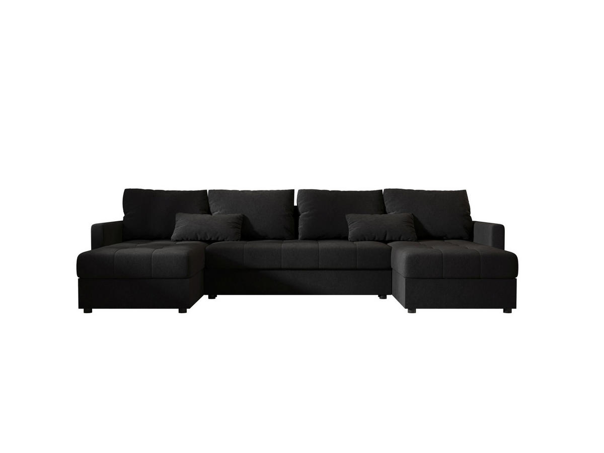 ECKSOFA MOS U BIS Cosmic 100 mit Schlaffunktion - Schwarz, Textil (285/85/140cm) - Bedante