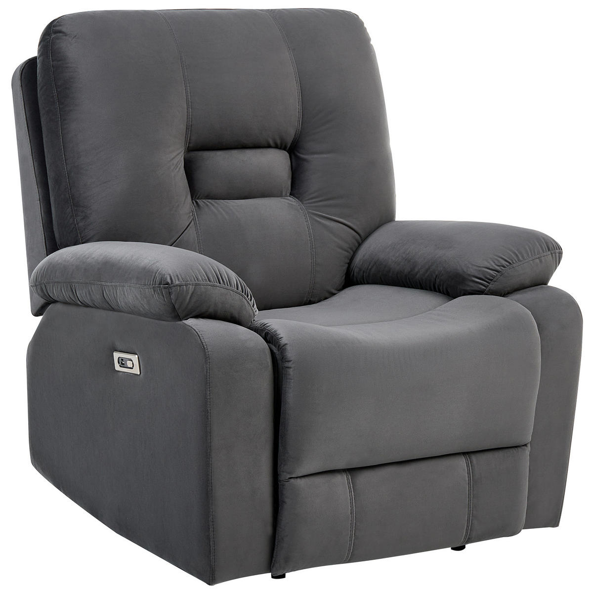 ELEKTRISCHER FERNSEHSESSEL Samtstoff Dunkelgrau Bergen - Dunkelgrau, Textil (85/101/74cm) - Beliani