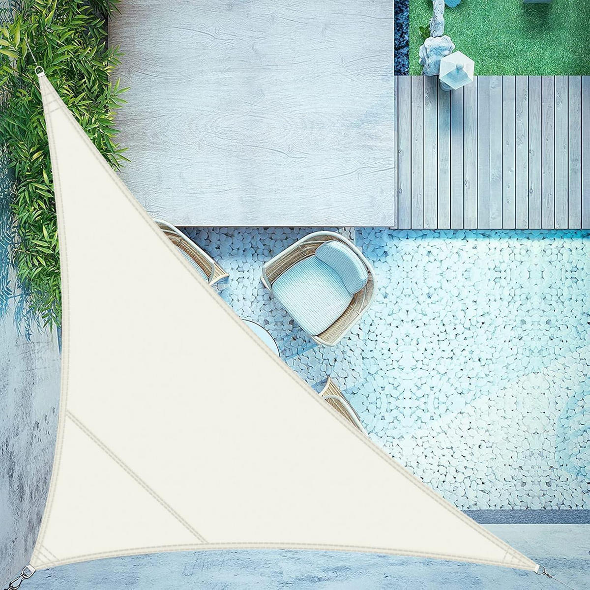 SONNENSEGEL Dreieckig 400 x 400 x 565 cm Cremeweiß Wasserdicht UV-Schutz 95% - Creme, Textil (400/400cm)