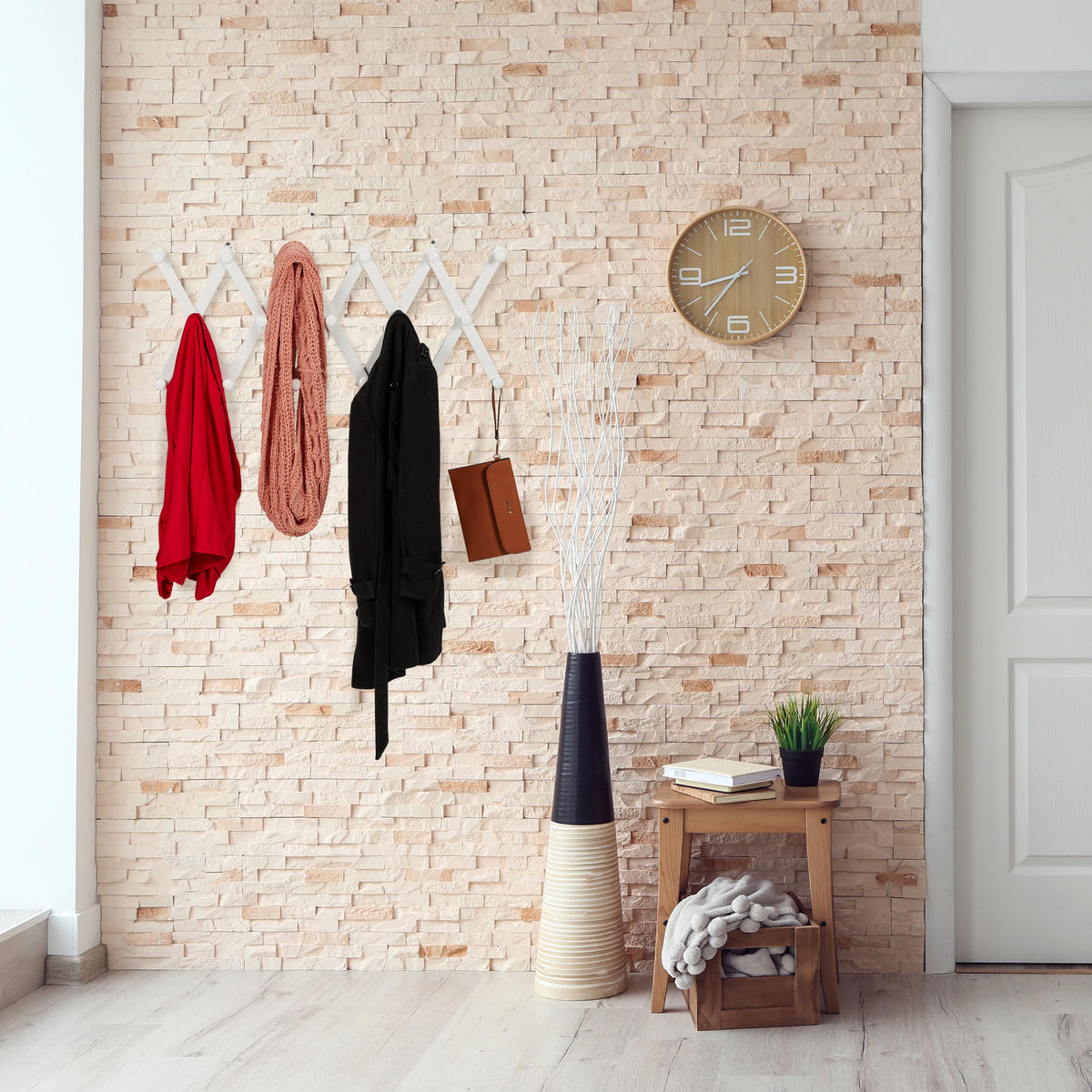 WANDGARDEROBE - Weiß, Holz (182.5/7.5/7.5cm) - Relaxdays