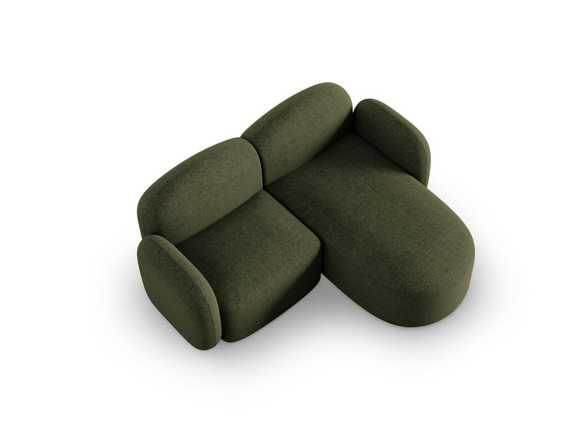 ECKSOFA rechts Blair aus Chenille-Stoff grün meliert 3 Sitzplätze - Grün, Textil (155/194cm) - Micadoni