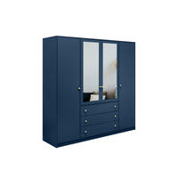DREHTÜRENSCHRANK GALIO 196/200/57,5 cm 4-türig mit Spiegel Dunkelblau - Blau/Dunkelblau, Holzwerkstoff (196/200/57.5cm) - MASSENO
