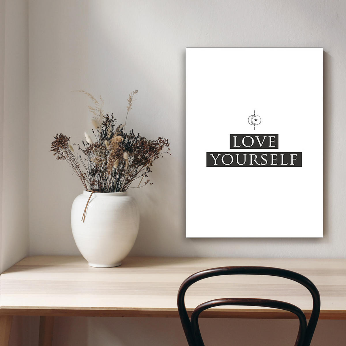 WANDBILD inschrift liebe dich selbst - Schwarz, Textil (40/60cm) - Feeby