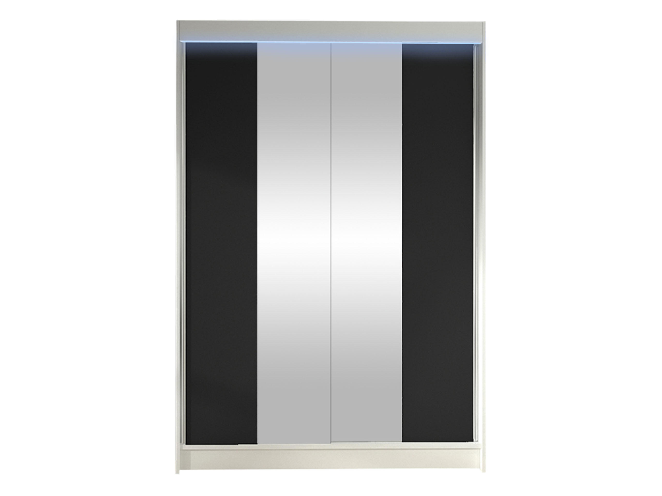 SCHWEBETÜRENSCHRANK Lino II mit RGB LED Beleuchtung - Schwarz/Weiß, Holzwerkstoff/Metall (120/200/58cm) - MIRJAN24
