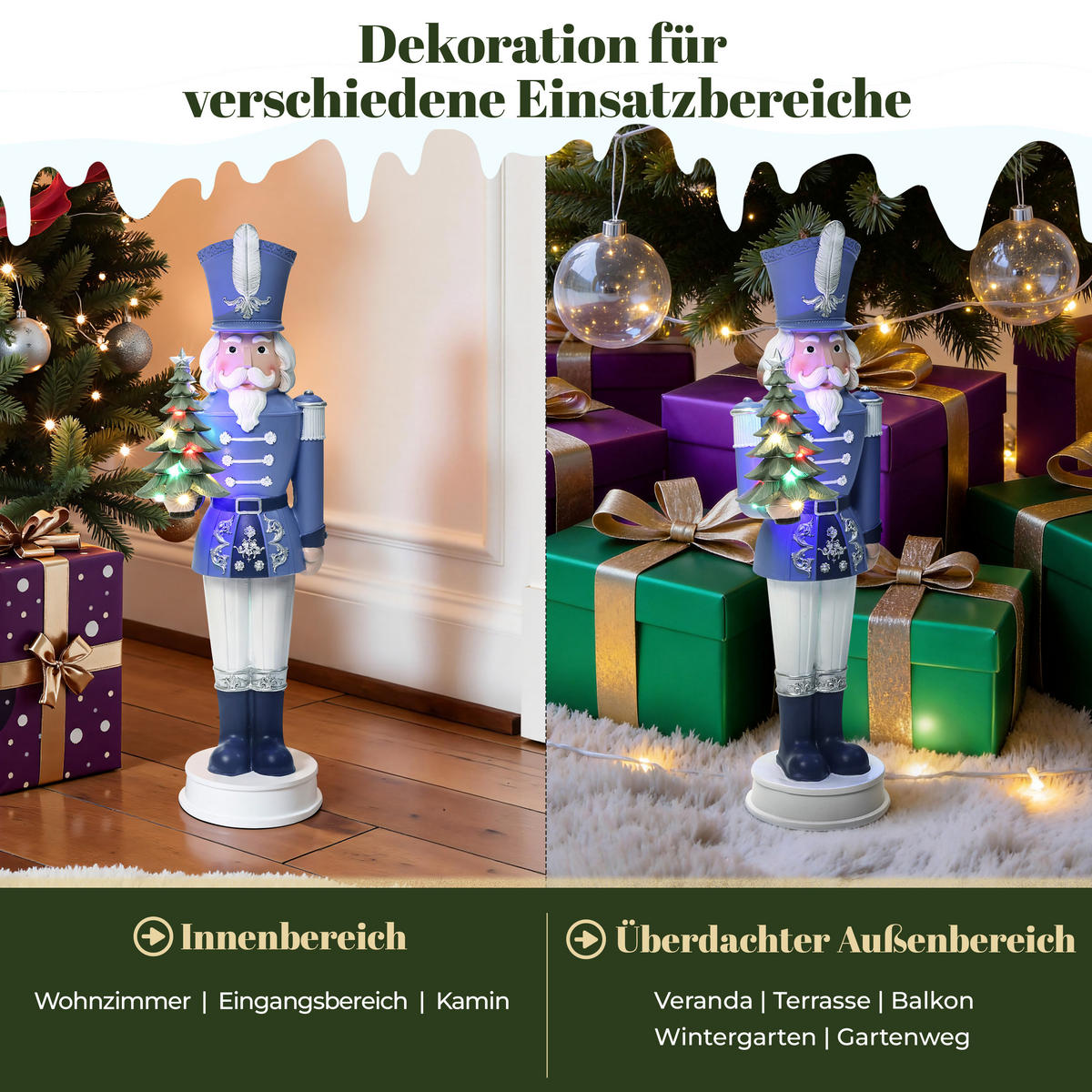 NUSSKNACKER Figur mit LED | B18.5 x T19 x H55 cm - Blau, Kunststoff (18.5/55/18.5cm) - 24Bottles