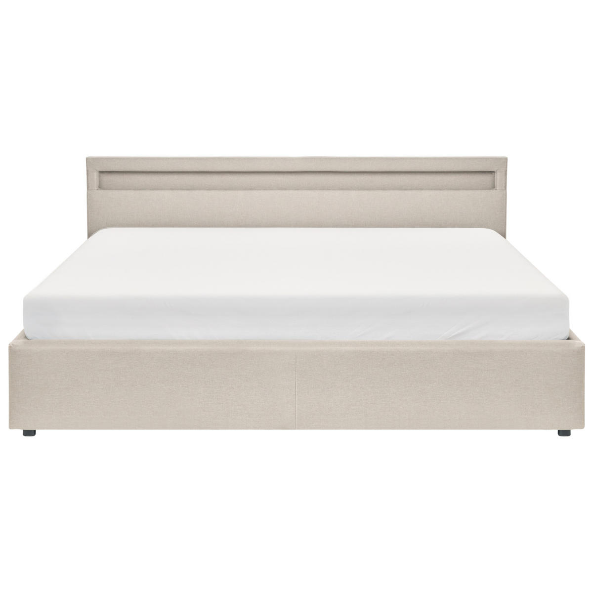 POSTEL s úložným prostorem a LED-Beleuchtung 180/200 cm Látka Béžová Armelle - béžová, textil (180/200cm) - Beliani