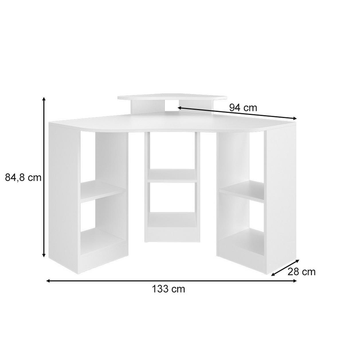 ECKSCHREIBTISCH Artur Weiß 94 x 94 cm - Weiß, Holzwerkstoff (94/94/84.4cm) - Vicco