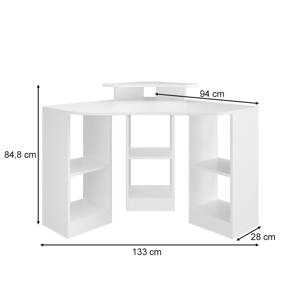 Thumbnail - Vicco Eckschreibtisch, Weiß, Holzwerkstoff, 8 Fächer, Formgebogen, 94x84.4x94 cm, Arbeitszimmer, Schreibtische, Eckschre...